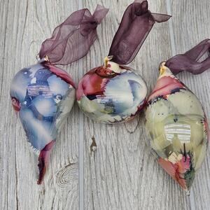 Handmade Glass Christmas Ornaments‎ Set Blown Abstract Ink Art Holiday Decor Lot